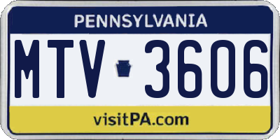 PA license plate MTV3606