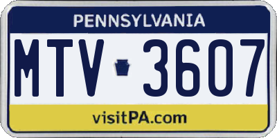 PA license plate MTV3607
