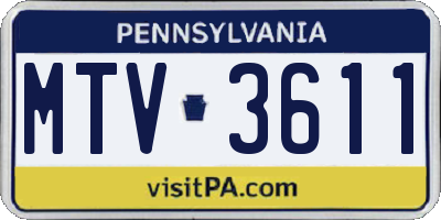 PA license plate MTV3611
