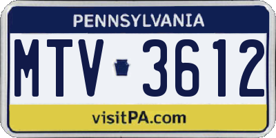 PA license plate MTV3612
