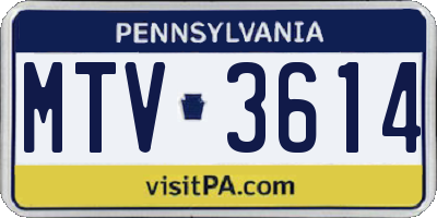 PA license plate MTV3614
