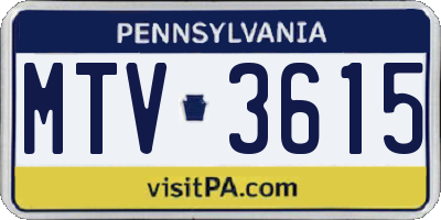PA license plate MTV3615