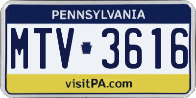 PA license plate MTV3616