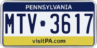 PA license plate MTV3617