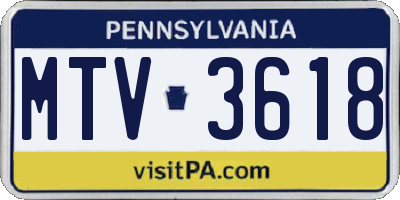 PA license plate MTV3618