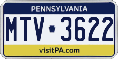 PA license plate MTV3622