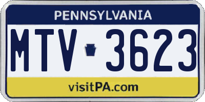 PA license plate MTV3623