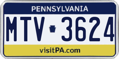 PA license plate MTV3624