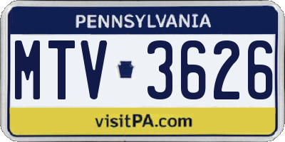 PA license plate MTV3626