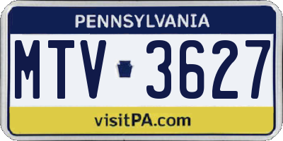 PA license plate MTV3627