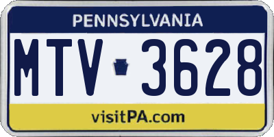 PA license plate MTV3628