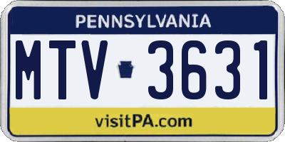 PA license plate MTV3631