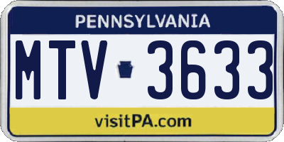PA license plate MTV3633