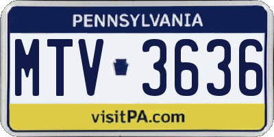PA license plate MTV3636