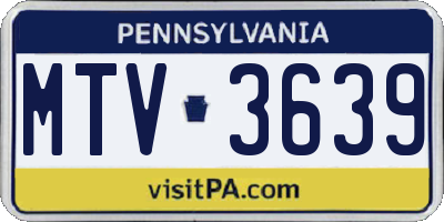 PA license plate MTV3639