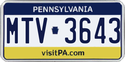PA license plate MTV3643