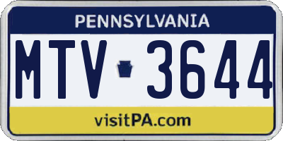 PA license plate MTV3644