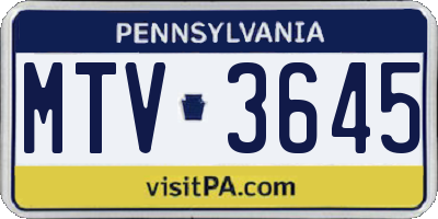 PA license plate MTV3645
