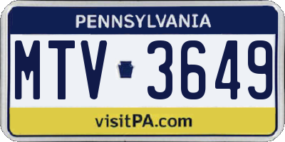 PA license plate MTV3649