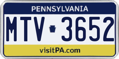 PA license plate MTV3652