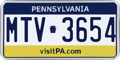 PA license plate MTV3654