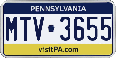 PA license plate MTV3655
