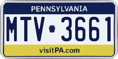 PA license plate MTV3661