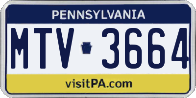 PA license plate MTV3664