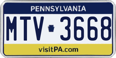 PA license plate MTV3668