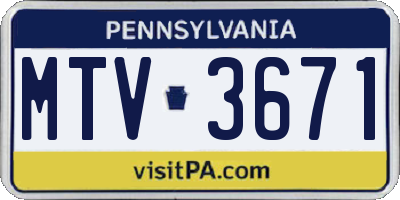 PA license plate MTV3671