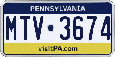 PA license plate MTV3674