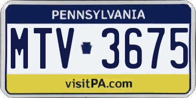 PA license plate MTV3675