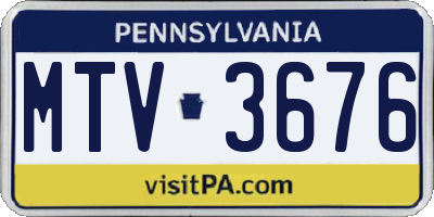 PA license plate MTV3676