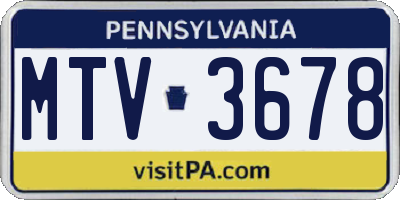 PA license plate MTV3678