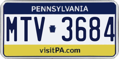 PA license plate MTV3684