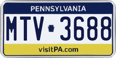 PA license plate MTV3688