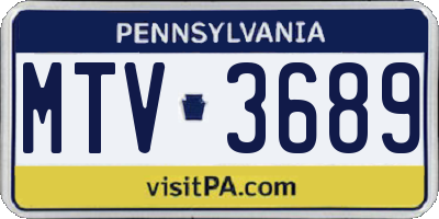 PA license plate MTV3689