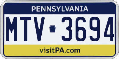 PA license plate MTV3694