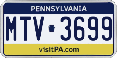 PA license plate MTV3699