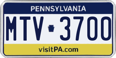 PA license plate MTV3700
