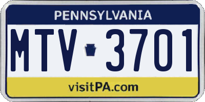 PA license plate MTV3701