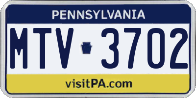 PA license plate MTV3702