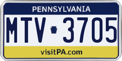 PA license plate MTV3705