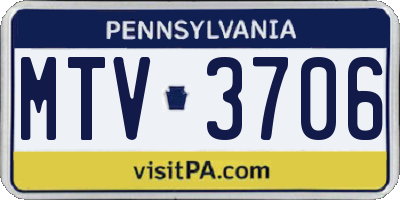 PA license plate MTV3706