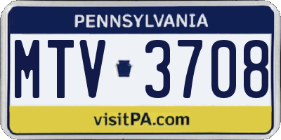 PA license plate MTV3708