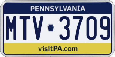 PA license plate MTV3709