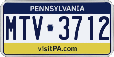 PA license plate MTV3712