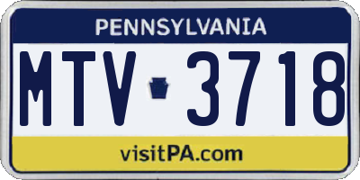 PA license plate MTV3718