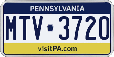 PA license plate MTV3720