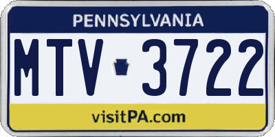 PA license plate MTV3722